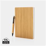 Set carnets de notes A5 et stylo en bambou, marron