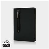 Basic A5 notatbok med hardcover og stylus penn, svart