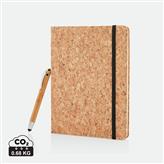 A5-notatbok i kork med bambuspenn, brun