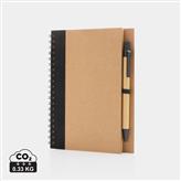 Kraft spiraal notitieboekje met pen, zwart