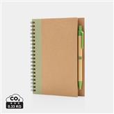 Kraft spiral notebook with pen, green
