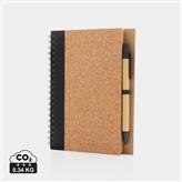 Kork spiral notesbog med pen, sort