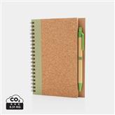 Kork Spiral-Notizbuch mit Stift, grün
