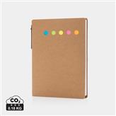 Kraft sticky notes A6 booklet with pen, brown