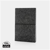 A5-Softcover-Notizbuch aus GRS zertifiert recyceltem Filz, schwarz