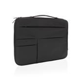 Smooth PU 15.6" laptop sleeve with handle, black