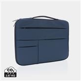 Smooth PU 15.6" laptop sleeve with handle, navy