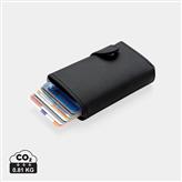 Tarjetero RFID de aluminio estándar con billetera de PU, negro