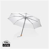 Mini parapluie 20.5" rPET 190T poignée bambou Impact AWARE, blanc