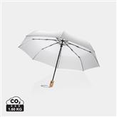 21" Impact AWARE™ RPET 190T bamboo auto open/close umbrella, white