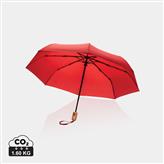 21" Impact AWARE™ RPET 190T bamboo auto open/close umbrella, red