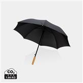 23" Impact AWARE™ RPET 190T auto open bamboo umbrella, black