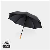 27" Impact AWARE™ RPET 190T auto open bamboo umbrella, black