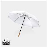 27" Impact AWARE™ RPET 190T auto open bamboo umbrella, white