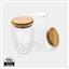 Double wall borosilicate glass with bamboo lid 350ml 2pc set, transparent
