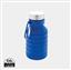 Leakproof collapsible silicone bottle with lid, blue