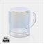 Deluxe double wall electroplated glass mug, transparent