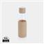 Ukiyo glass hydration tracking bottle with sleeve, brown